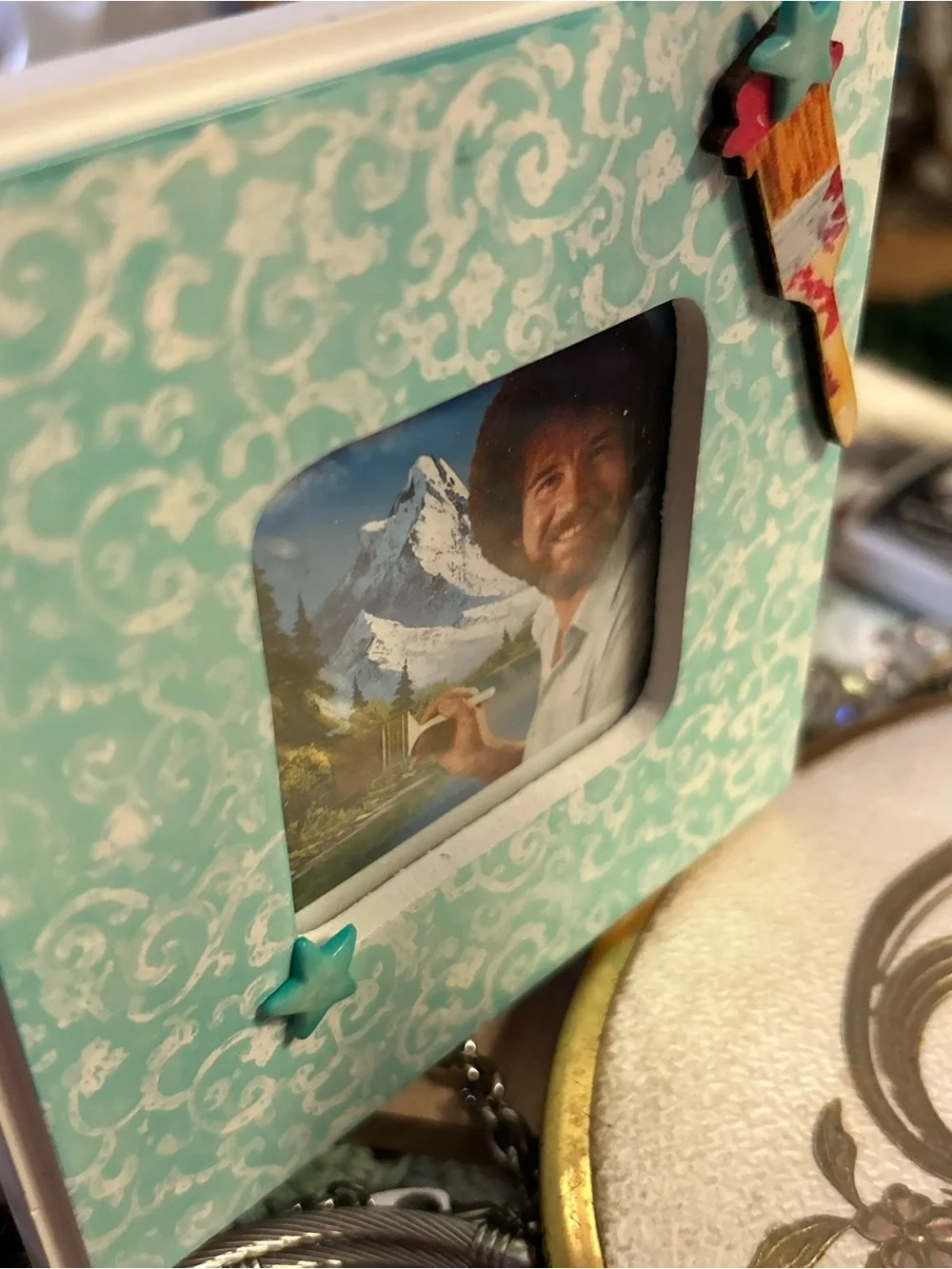 Bob Ross Photo frame Teal Home Accents 2x3 easel or wall hanger